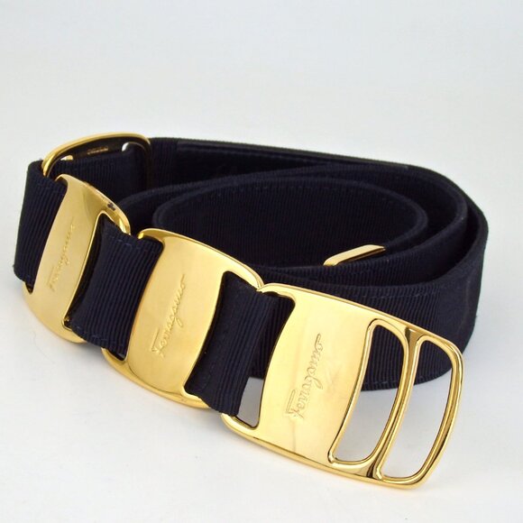 Authentic Salvatore Ferragamo Vala belt Nylon jacquard/metal [Used] - Picture 1 of 8